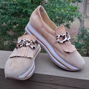 SoftWaves Cadie Platform Loafers EU41 US 11 Tan Suede Chain Flatform Sneakers